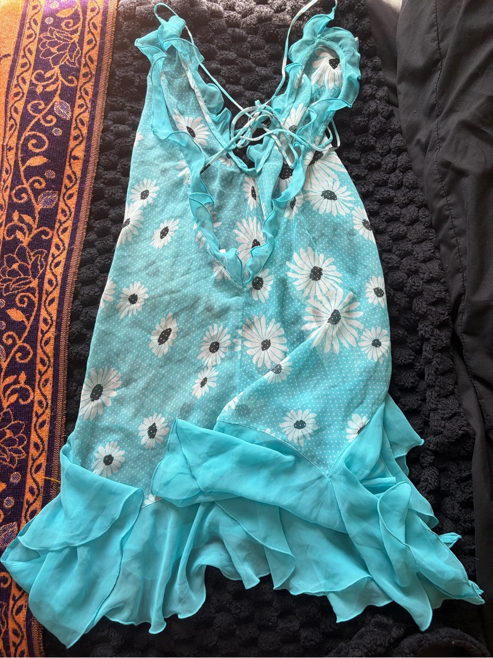 Victoria's Secret Turquoise Flower Polka Dot Slip Dress - Picture 6 of 10